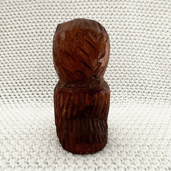 Vintage Hand Carved Rustic Primitive Folk Art Big Eye Owl Bird Statue Figurine - Picture 5 of 6